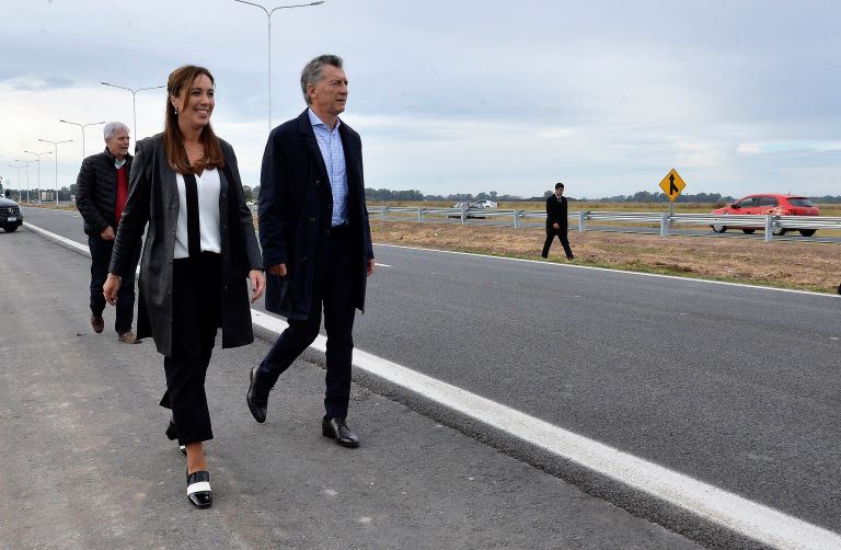 Macri y Vidal en la Autopista de Ruta 8